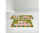 Badematte OTTO HOME "Get Naked, modern, Badvorleger, Badezimmer Teppich", bunt (grün), H:20mm, Polyacryl, Badematten, Badematte, Badteppich, mit Schriftzug, 2 Varianten, rechteckig