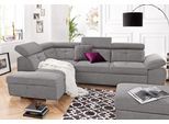 Ecksofa EXXPO - SOFA FASHION "Spring, super bequem und komfortabel mit Armteil- und Kopfteilfunktion", silber, B:274cm H:81cm T:206cm, NaturLEDER (echtes Rindsleder) in Sitz und Rücken. Korpus in passendem Kunstleder SOFTLUX bezogen;Luxus-Microfaser (100% Polyester);Struktur ( 100% Polyester), Sofas, Ecksofa, wahlweise mit Bettfunktion und Bettkasten, L-Form