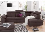 Ecksofa EXXPO - SOFA FASHION "Spring, super bequem und komfortabel mit Armteil- und Kopfteilfunktion", braun (mundo), B:274cm H:81cm T:206cm, NaturLEDER (echtes Rindsleder) in Sitz und Rücken. Korpus in passendem Kunstleder SOFTLUX bezogen;Luxus-Microfaser (100% Polyester);Struktur ( 100% Polyester), Sofas, Ecksofa, wahlweise mit Bettfunktion und Bettkasten, L-Form
