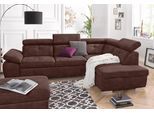 Ecksofa EXXPO - SOFA FASHION "Spring, super bequem und komfortabel mit Armteil- und Kopfteilfunktion", braun (chocolate), B:274cm H:81cm T:206cm, NaturLEDER (echtes Rindsleder) in Sitz und Rücken. Korpus in passendem Kunstleder SOFTLUX bezogen;Luxus-Microfaser (100% Polyester);Struktur ( 100% Polyester), Sofas, Ecksofa, mit Bettfunktion & Bettkasten, Luxus-Microfaser +Simply Clean
