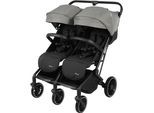 Zwillingsbuggy BABYGO "Zwillingskinderwagen GOTwice", Baby, grau (grau melange), Kinderwagen Zwillingsbuggy, mit drei schwenkbaren Vorderrädern