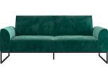 Schlafsofa DOREL HOME "Adley", grün (petrol, schwarz), B:218cm H:84cm T:89cm, Veloursstoff 100% Polyester, Sofas, Schlafsofa, Veloursstoff, Schlaffunktion, Rückenlehne 2-teilig, Sitzhöhe 47,5 cm