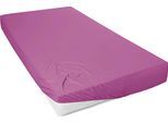 Spannbettlaken PRIMERA "Mako-Feinjersey Spannbetttuch", lila (flieder), B:90cm L:200cm, Mako-Jersey, Obermaterial: 100% Baumwolle, Bettlaken, Spannbettlaken, Geeignet für Standardmatratzen bis 22 cm, 100% Baumwolle