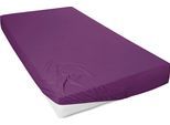 Spannbettlaken PRIMERA "Mako-Feinjersey Spannbetttuch", lila (violett), B:120cm L:200cm, Mako-Jersey, Obermaterial: 100% Baumwolle, Bettlaken, Spannbettlaken, Geeignet für Standardmatratzen bis 22 cm, 100% Baumwolle