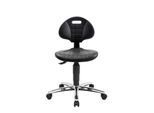 Topstar Arbeitsdrehstuhl TEC 25, Permanentkontaktmechanik, Muldensitz, Hartbodenrollen, PU-Schaum/Stahl-Fußkreuz, schwarz/chrom