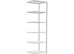 Schulte Lagertechnik Fachbodenregal Stecksystem MultiPlus250, Anbauregal, 6 Fachböden, Kreuzstrebe, B 750 x T 600 x H 2500 mm, Lichtgrau RAL 7035