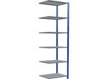 Schulte Lagertechnik Fachbodenregal Stecksystem MultiPlus250, Anbauregal, 6 Fachböden, Kreuzstrebe, B 750 x T 600 x H 2500 mm, Enzianblau RAL 5010