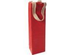 Sigel Flaschentasche Red Coco, Größe S, mit Bodeneinlage und breiten Jutegriffen, L 80 x B 100 x H 355 mm, Jutefaserpapier, rot, 5 Stück