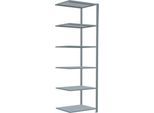 Schulte Lagertechnik Fachbodenregal Stecksystem MultiPlus250, Anbauregal, 6 Fachböden, Kreuzstrebe, B 750 x T 600 x H 2500 mm, silbergrau/verzinkt