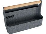 Leitz Schreibtisch-Organizer, 2 Fächer + 3 Stifteschlaufen, bis 7,6 kg, B 380 x T 190 x H 255 mm, Holzgriff, Recycling-Filz, dunkelgrau