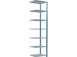 Schulte Lagertechnik Fachbodenregal Stecksystem MultiPlus250, Anbauregal, 7 Fachböden, Kreuzstrebe, B 750 x T 600 x H 3000 mm, Enzianblau RAL 5010