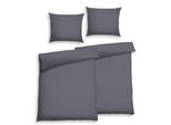 Bettwäsche FLORELLA "UNI graphit Edel-Satin, 100% Baumwolle", grau (graphit), B/L: 140cm x 200cm, 2 Stk., 2 Stk., Satin, B/L: 70cm x 90cm, Satin, Obermaterial: 100% Baumwolle CO., Bettwäsche, Bettwäsche