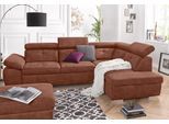 Ecksofa EXXPO - SOFA FASHION "Spring, super bequem und komfortabel mit Armteil- und Kopfteilfunktion", braun (cognac), B:274cm H:81cm T:206cm, NaturLEDER (echtes Rindsleder) in Sitz und Rücken. Korpus in passendem Kunstleder SOFTLUX bezogen;Luxus-Microfaser (100% Polyester);Struktur ( 100% Polyester), Sofas, Ecksofa, aus Luxus-Microfaser +Simply Clean - für besonders einfache Reinigung