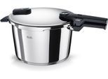 Schnellkochtopf FISSLER "VitaquickElemental Dampfkochtopf Premium Drucktopf", silber, B:37cm H:24cm L:46cm Ø:26cm, Töpfe, Schnellkochtopf, Schnellkochtopf mit 2 Garstufen und Superthermic Boden