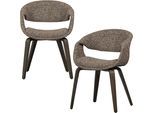 Esszimmerstuhl WOOOD "Yossi mit Gewebtem Bezug und Holzgestell B57 x T57 x H78 cm (2er-Set)", braun (braun, braun), B:57cm H:78cm T:57cm, Holzwerkstoff, Stühle, Esszimmerstuhl, Maximale Verschleißfestigkeit, Tragkraft 136 kg, Pfleiglicht