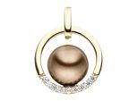Perlenanhänger JOBO "Anhänger 16 mm mit Synthetische Perle", gold (gelbgold 333), Schmuckanhänger, Damen, Gelbgold 333 Perlen, Gelbgold 333, Perlen, 8 Karat 333 Gold bicolor 9 Zirkonia