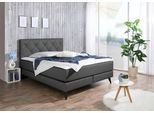 Boxspringbett MAINTAL, grau (anthrazit), Liegefläche B/L: 140cm x 200cm, H4, Tonnentaschen-Federkernmatratze, Topperbezug Microfaser aus 100% Polyester;Bezug der Spiegelfläche Matratzendrell aus 100% Polyester;Strukturstoff-Bezug (100% Polyester), Komplettbetten, Boxspringbett