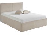 Polsterbett, beige (hellbeige), B:148cm L:210cm, Bezug. Hochwertiger Breitcord, 100% Polyester pflegeleicht, Polsterung: Polsterwatte, Material Gestell: gepolsterter Holzwerkstoff, WESTFALIA SCHLAFKOMFORT, Betten, Polsterbett