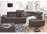 Ecksofa EXXPO - SOFA FASHION "Spring, super bequem und komfortabel mit Armteil- und Kopfteilfunktion", braun (schlam), B:274cm H:81cm T:206cm, NaturLEDER (echtes Rindsleder) in Sitz und Rücken. Korpus in passendem Kunstleder SOFTLUX bezogen;Luxus-Microfaser (100% Polyester);Struktur ( 100% Polyester), Sofas, Ecksofa, mit Bettfunktion & Bettkasten, Luxus-Microfaser +Simply Clean