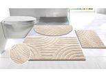 Badematte OTTO HOME "Regona Scandi, Badvorleger, Badezimmer Teppich, Duschvorleger" Gr. 1, beige (creme), H:10mm, Polyester, Badematten, Badematte, Badteppich, Uni Farben, Hoch-Tief-Effekt, modernes Muster, Zen