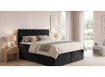 Boxspringbett HOME AFFAIRE "SELJORD mit Bettkasten, Matratze und Topper, Breite 160 oder 180 cm", schwarz, B:187cm L:208cm, Hartfaserplatte, Holz teilmassiv, Massivholz, Spanplatte, Komplettbetten, Boxspringbett, Bonnell- oder Taschenfederkernmatratze (H2, H3, H4), mit Knopfheftung
