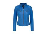 Dames blauw slim-fit leren bikerjack - Maldon
