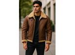 Heren Ginger Brown B3 WW2 Schapenvacht Leren Vliegeniersjack - Seshego