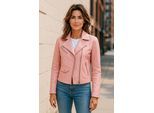 Dames Baby Roze Classic Brando Biker Leren Jas - Soweto