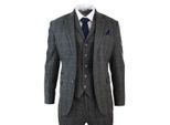 Heren 3-delig houtskoolgrijs geruit tweed visgraat vintage klassiek pak