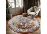 Muratap Picasso castana vintage rond vloerkleed terra / multi laagpolig