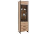 Hom`in Vitrine, Eiche Artisan, Glas, Holzwerkstoff, 3 Fächer, 2 Schublade(n) Schubladen, 57x205x41 cm, Beimöbel erhältlich, Wohnzimmer, Wohnwände, Vitrinenschränke
