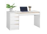 Venda Schreibtisch, Weiß, Eiche, Holzwerkstoff, 5 Schublade(n) Schubladen, rechteckig, Wange, Sockel, 60x76x140 cm, Bsci, Stauraum, Arbeitszimmer, Schreibtische, Bürotische