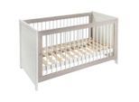 My Baby Lou Gitterbett , Grau, Weiss , Holz, Holzwerkstoff , Buche , massiv , 80x76.5x145 cm , höhenverstellbar, Lattenrost inklusive , Baby- und Kindermöbel, Babyzimmer, Babybett, Gitterbett