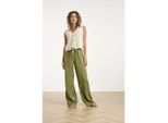 Smashed Lemon Glinsterende wide-leg pantalon met dieren print in olijfgroen