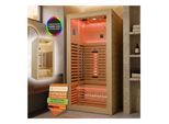 ARTSAUNA® Infrarotkabine Trondheim90 Natur - Vollspektrumstrahler mit LED-Beleuchtung, Bluetooth Audio, App-Steuerung, 1705 W Leistung