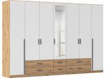 Kleiderschrank RAUCH "Schrank Garderobe Ankleide GAMMA Breiten 91/136/181/226/271/315/360 cm", eiche artisan, alpinweiß, griffstangen graumetallic, B:315cm H:210cm T:54cm, Holzwerkstoff, Schränke, Kleiderschrank, verschiedene Griff-Varianten, mit Spiegel TOPSELLER MADE IN GERMANY