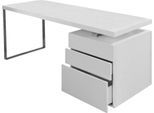 Schreibtisch SALESFEVER "Varberg - Arbeitsplatz Deluxe Design-Laptoptisch", weiß (weiß, chromfarben, chromfarben, weiß), B:180cm H:76cm T:85cm, Tische, Schreibtisch, Mit praktischen 3 Schubladen-Container inklusive