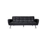 Sofa MCW-K19, Couch Schlafsofa Gästebett Bettsofa Klappsofa, Nosagfederung Schlaffunktion 203cm ~ Kunstleder schwarz