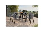 Ambia Garden Gartentischgruppe, Anthrazit, Grau, Metall, Textil, Füllung: Polyester,Schaumstoff, rechteckig, eckig, Bsci, DIN EN ISO 9001, Gartenmöbel, Gartenmöbel-Sets