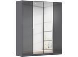 Drehtürenschrank OTTO HOME "Kleiderschrank Kleiderschränke Schrank Garderobe AGORDO mit Glasfront", grau (graumetallic, glas basalt), B:181cm H:210cm T:54cm, Holzwerkstoff, Schränke, Drehtürenschrank, durchdachte Innenausstattung, in 8 Breiten und 2 Höhen MADE IN GERMANY