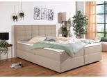 Boxbett HOME AFFAIRE "Carde", beige (beige, creme), B:194cm L:230cm, Komplettbetten, Boxbett, wahlweise mit Bettkasten, in H2, H3 & H4 erhältlich