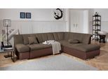 Ecksofa DOMO COLLECTION "MONA 271x213 cm, modern und komfortabel", braun (dunkelbraun, braun), B:271cm H:80cm T:213cm, Struktur fein 100% Polyester;Chenilleoptik 100% Polyester, Sofas, Ecksofa, whlw. mit Bett- und Armlehnfunktion, L-Form