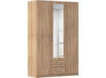 Kleiderschrank RAUCH "Schrank Garderobe Ankleide GAMMA Breiten 91/136/181/226/271/315/360 cm", eiche sonoma, griffe chrom, B:136cm H:210cm T:54cm, Holzwerkstoff, Schränke, Kleiderschrank, verschiedene Griff-Varianten, mit Spiegel TOPSELLER MADE IN GERMANY