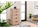 Kommode HOME AFFAIRE "Duero Schubkastenkommode", grau (grau eiche), B:45cm H:95cm T:40cm, Holzwerkstoff, Sideboards, Kommode, mit 5 Schubkästen, Breite ca. 45 cm