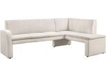 Eckbank EXXPO - SOFA FASHION "Cortado, elegant und modern mit hohem Sitzkomfort", weiß (beige), B:245cm H:88cm T:156cm, Samtvelour (Zusammensetzung: 100% PES), Sitzbänke, Eckbank, hohe Bodenfreiheit, schöne Detailverarbeitung, wahlweise Lederbezug