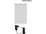 Elektrisches Rollo SUNLINES "New York", grau (grau, weiß), B:200cm H:180cm, Polyester, Rollos, Elektrisches Rollo, appgesteuert via Bluetooth, mit Motor und Akku, weißer Fallstab
