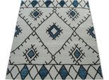 Teppich PACO HOME "Kuba 124", blau, B:120cm H:4mm L:160cm, Polypropylen (PP), Teppiche, Teppich, Flachgewebe, Rauten Design, In- und Outdoor geeignet, Wohnzimmer
