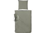 Bettwäsche PRIMERA "Primera Stone-Washed Flanell", grün (olive), B/L: 135cm x 200cm, 1 Stk., 1 Stk., Flanell, B/L: 80cm x 80cm, 2 Stk., Flanell, Obermaterial: 100% Baumwolle, Bettwäsche, Bettwäsche, Bettwäsche aus samtig weicher angerauter Baumwolle, ab Gr. 135x200 cm