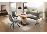 Essgruppe MASSIVLINE & MORE "SK Kota", grau (braun, mittelgrau, cara 5607 mittelgrau, artisan oak), B:160cm H:87cm T:59cm, Holzwerkstoff, Metall, Stoff, Sitzmöbel-Sets, Essgruppe