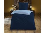 Wendebettwäsche KINZLER "Mikrofaser "Cashmere Touch", navy, B/L: 135cm x 200cm, 1 Stk., 1 Stk., Polyester, B/L: 80cm x 80cm, 2 tlg., Polyester, Obermaterial: 100% Polyester, Bettwäsche, Wendebettwäsche, Unifarben, besonders weich